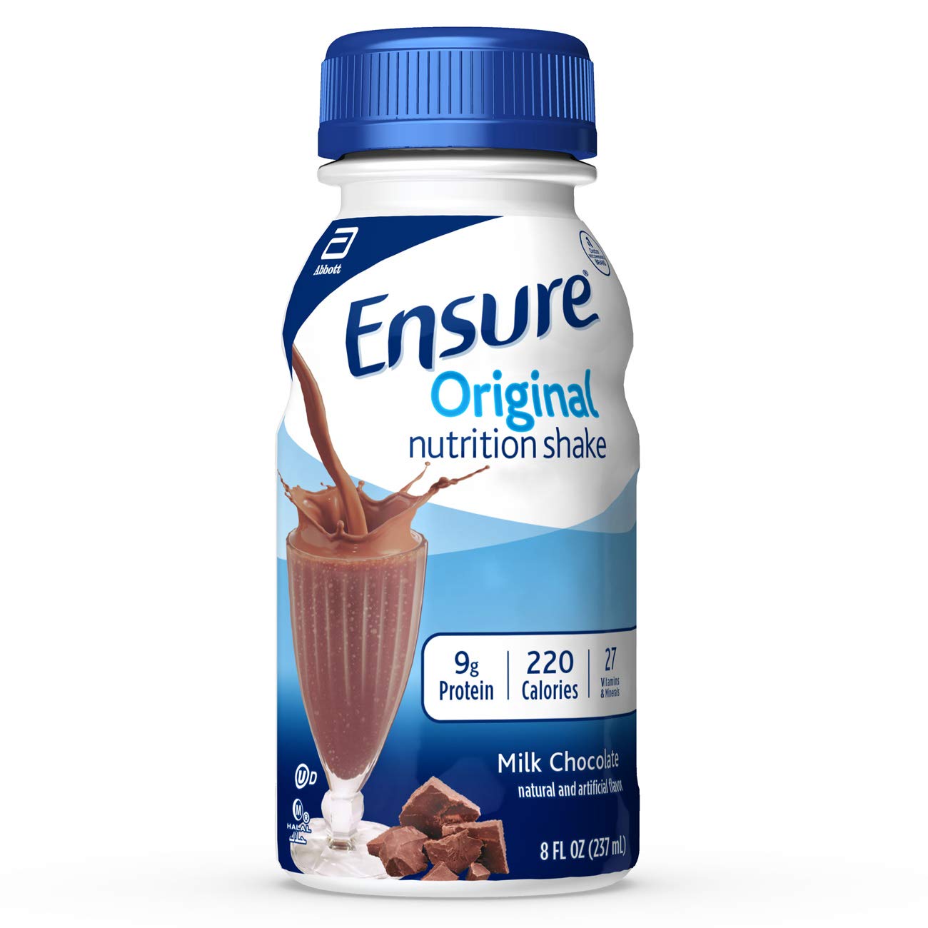 Ensure Original Nutrition Shake, Small Meal Replacement Shake, Complete, Balanced Nutrition with Nutrients to Support Immune System Health, Milk Chocolate, 8 fl oz, 6 Count
