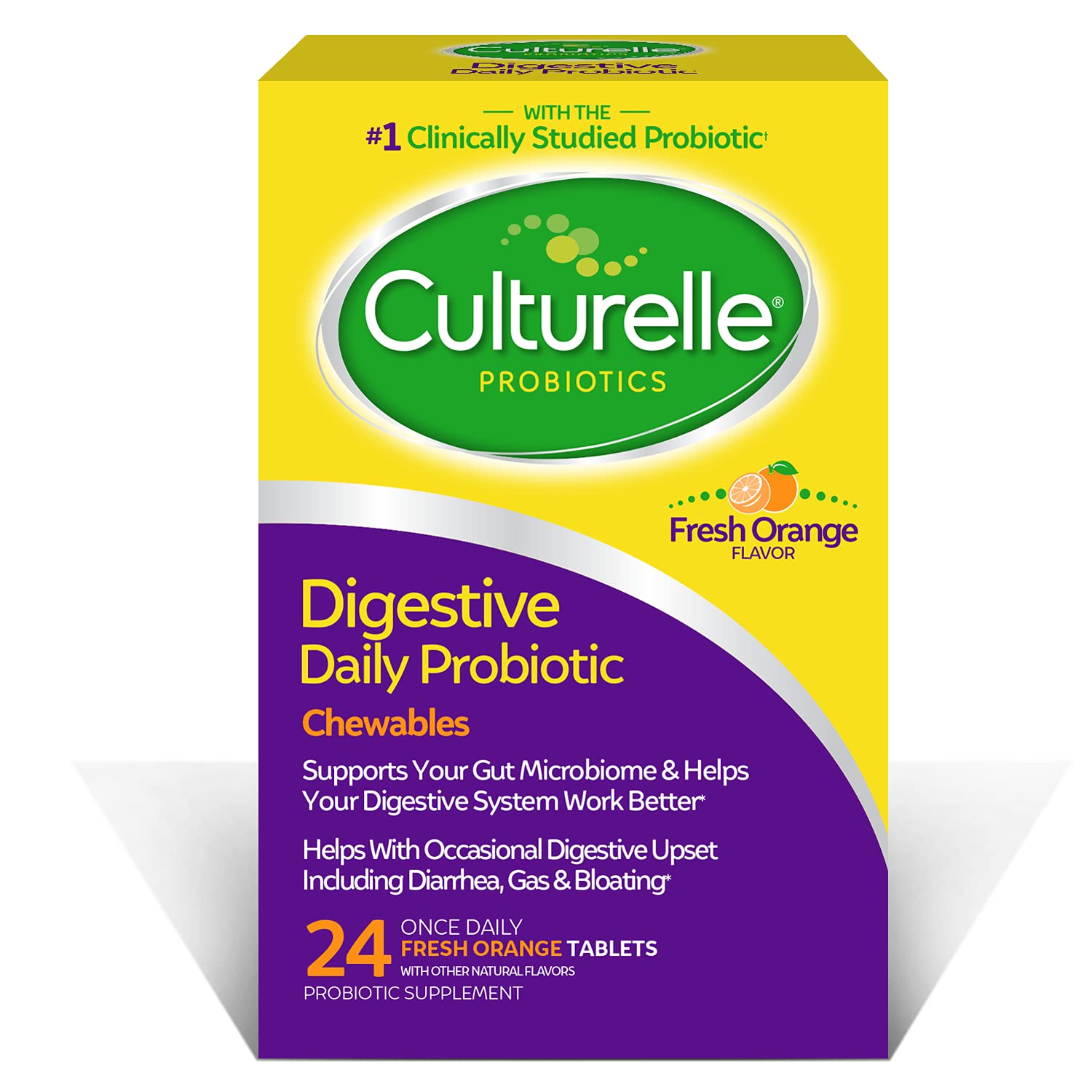 Culturelle Digestive Health Daily Probiotic for Women & Men - 24 Count, Fresh Orange Flavored - Chewables with 10 Billion CFUs Help the Digestive System Work Better - Gluten Free & Soy Free