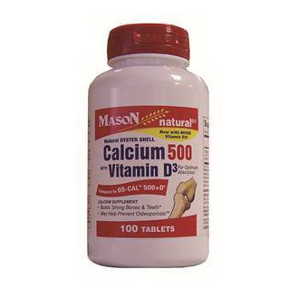 Mason Natural Oyster Shell Calcium 500 Mg Tablets with Vitamin D3 - 100 Ea
