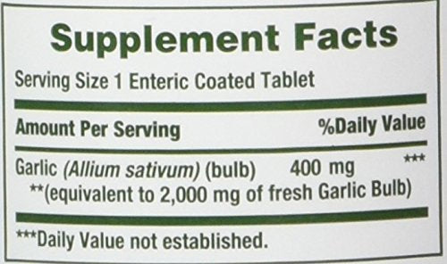 Nature's Bounty Garlic 2000mg, Tablets, 120 Count (Pack of 4)