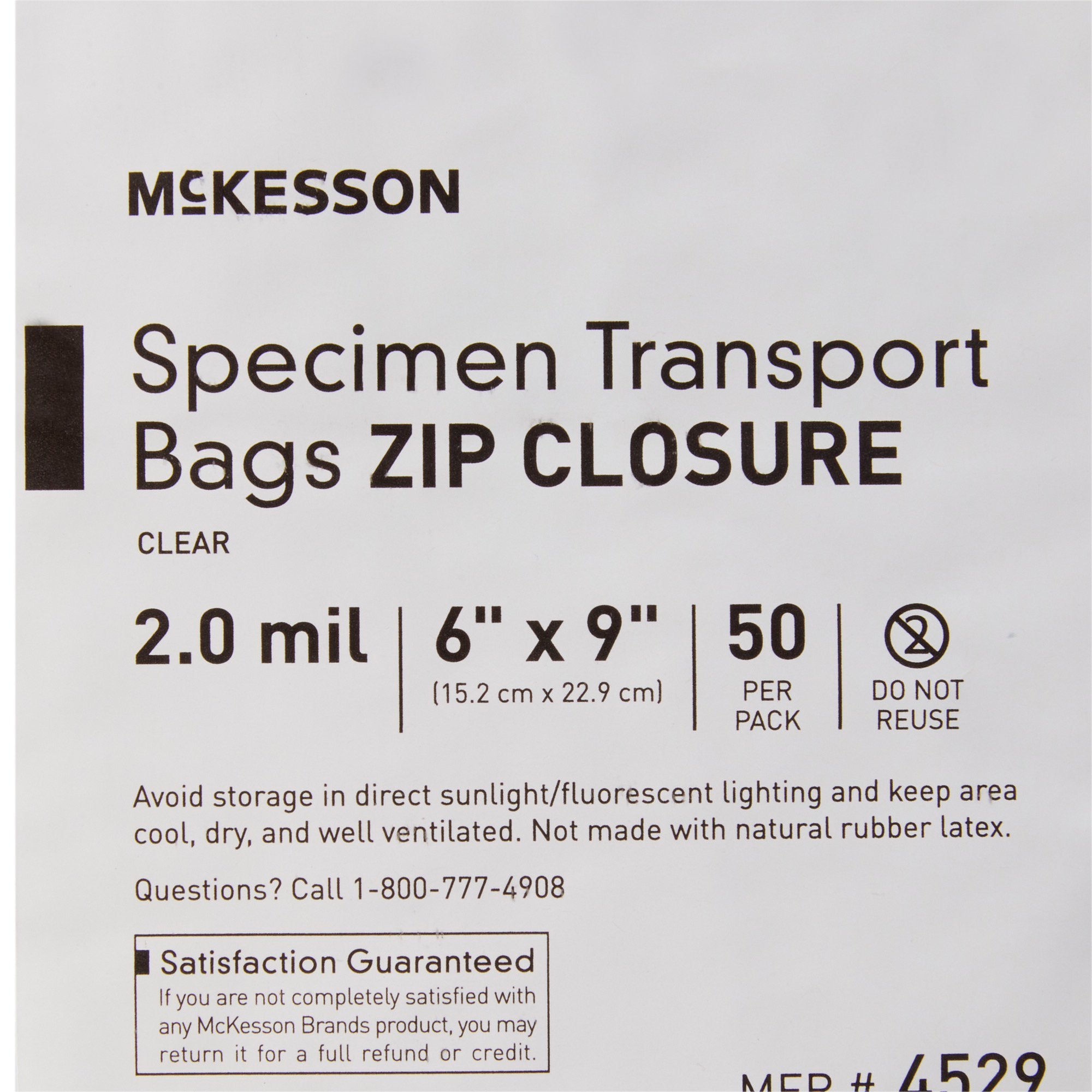 Specimen Transport Bag McKesson 6 X 9 Inch Zip Closure Biohazard Symbol / Storage Instructions NonSterile