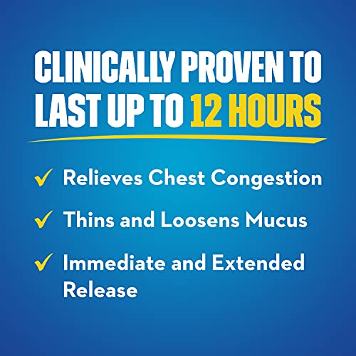 Chest Congestion, Mucinex 12 Hour Extended Release Tablets, 68ct, 600 mg Guaifenesin Relieves Chest Congestion Caused by Excess Mucus, #1 Doctor Recommended OTC Expectorant