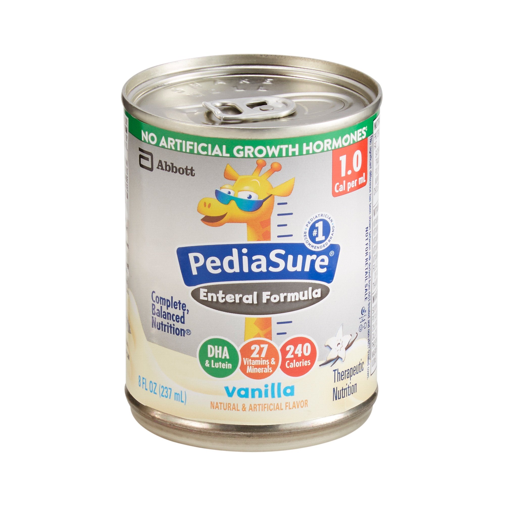 Tube Feeding Formula PediaSure 1.0 Cal Vanilla Flavor Liquid 8 oz. Can