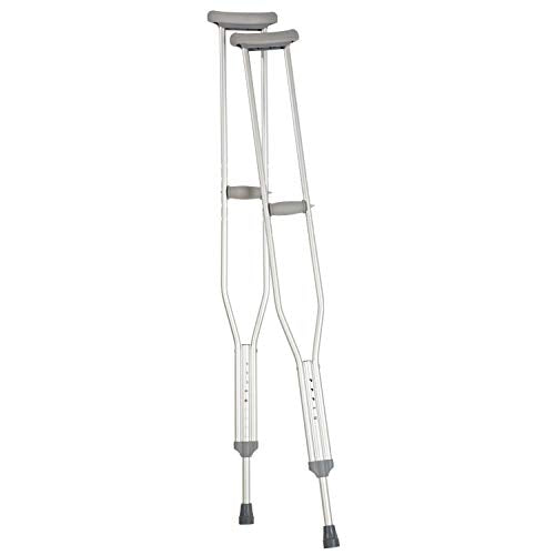 Carex Push Button Aluminum Crutches - Height Adjustable Crutches Adult Size Fits Individuals from 5'2" to 5'10" Tall, Completely Assembled with Crutch Pads, Hand Grips and Crutch Tips