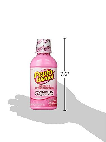Pepto-Bismol Original Liquid 5 Symptom Medicine - Including Upset Stomach & Diarrhea Relief, 16 Oz (Pack of 3)