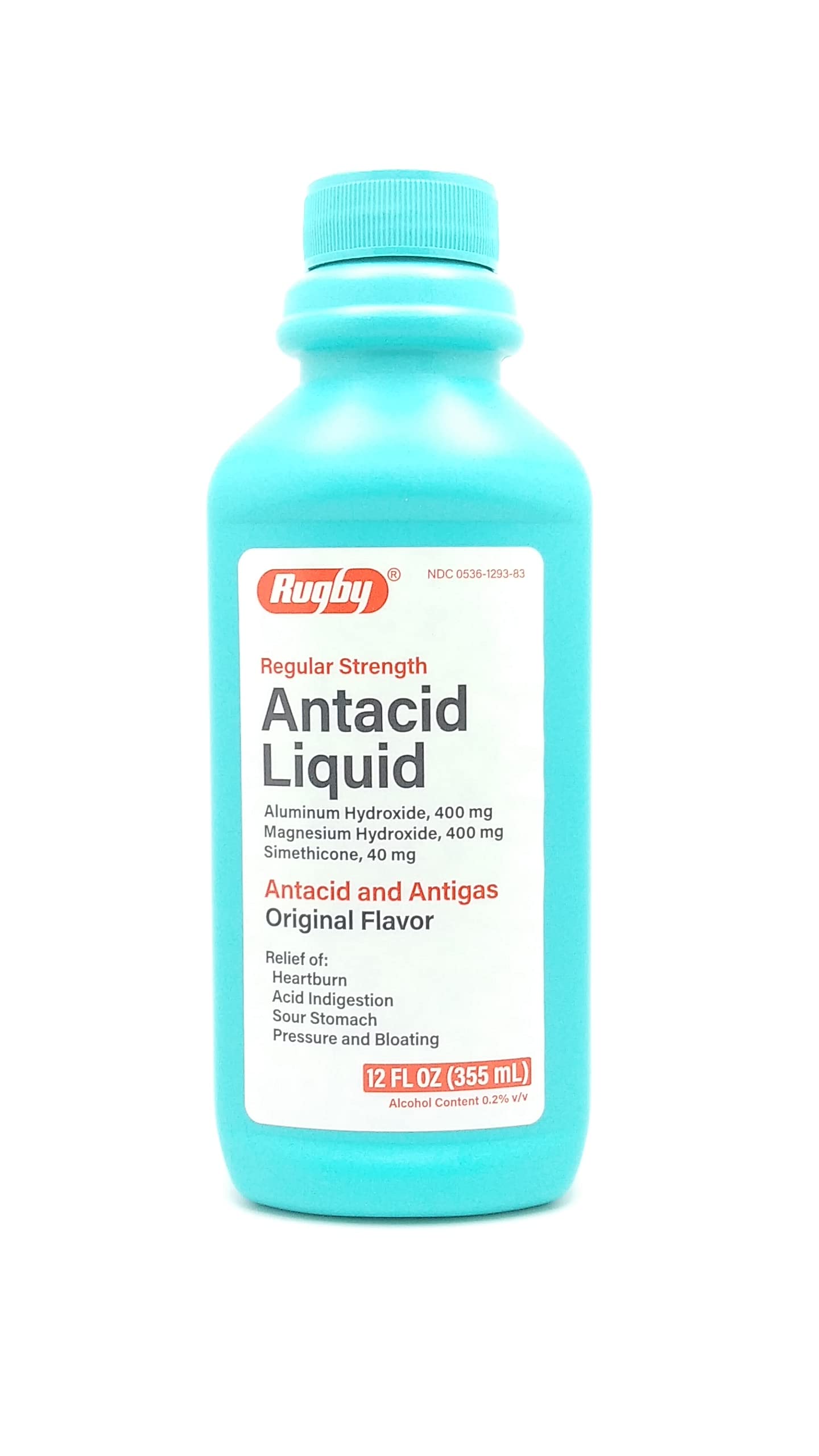 Rugby Laboratories Antacid Liquid Regular Strength Aluminum Hydroxide 400 mg Magnesium Hydroxide 400 mg Simethicone 40 mg Antacid and Antigas Original Flavor (Pack of 1)