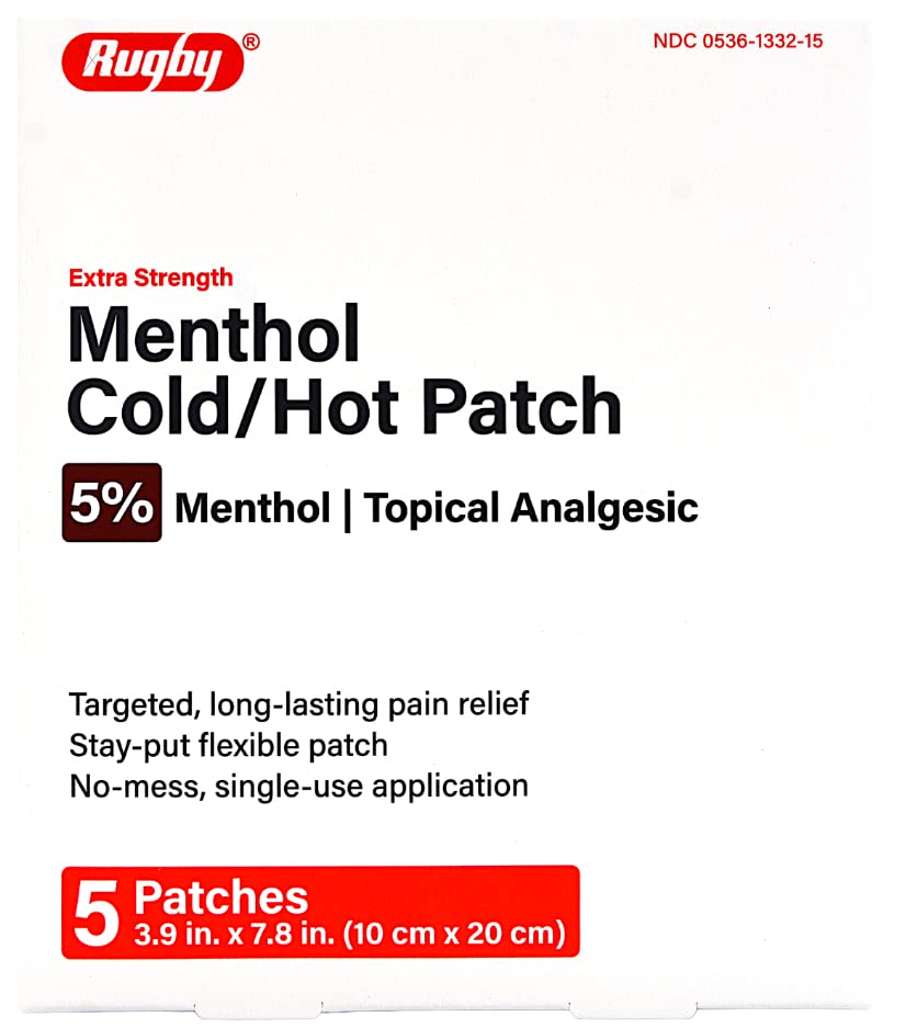 Rugby Extra Strength Topical Analgesic 5% Menthol Cold/Hot Patch - 5 Patches