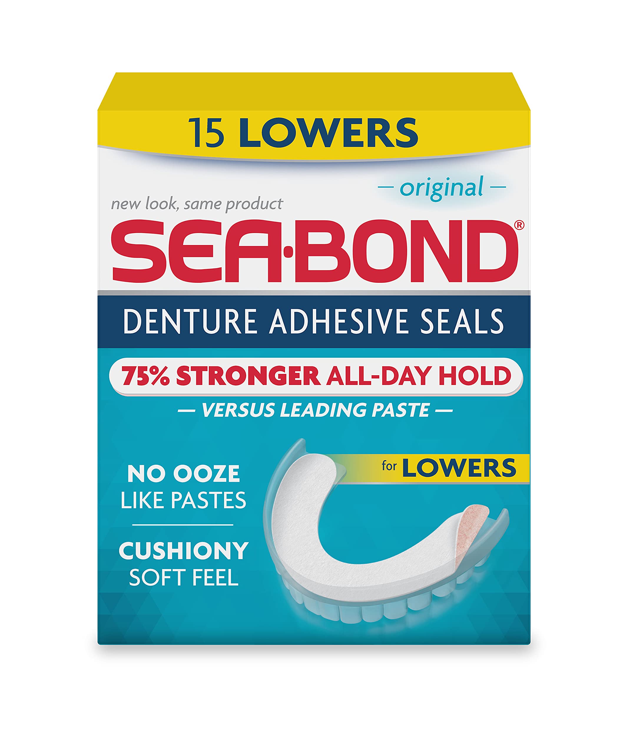 Sea Bond Secure Denture Adhesive Seals, Original Lowers, 15 Count
