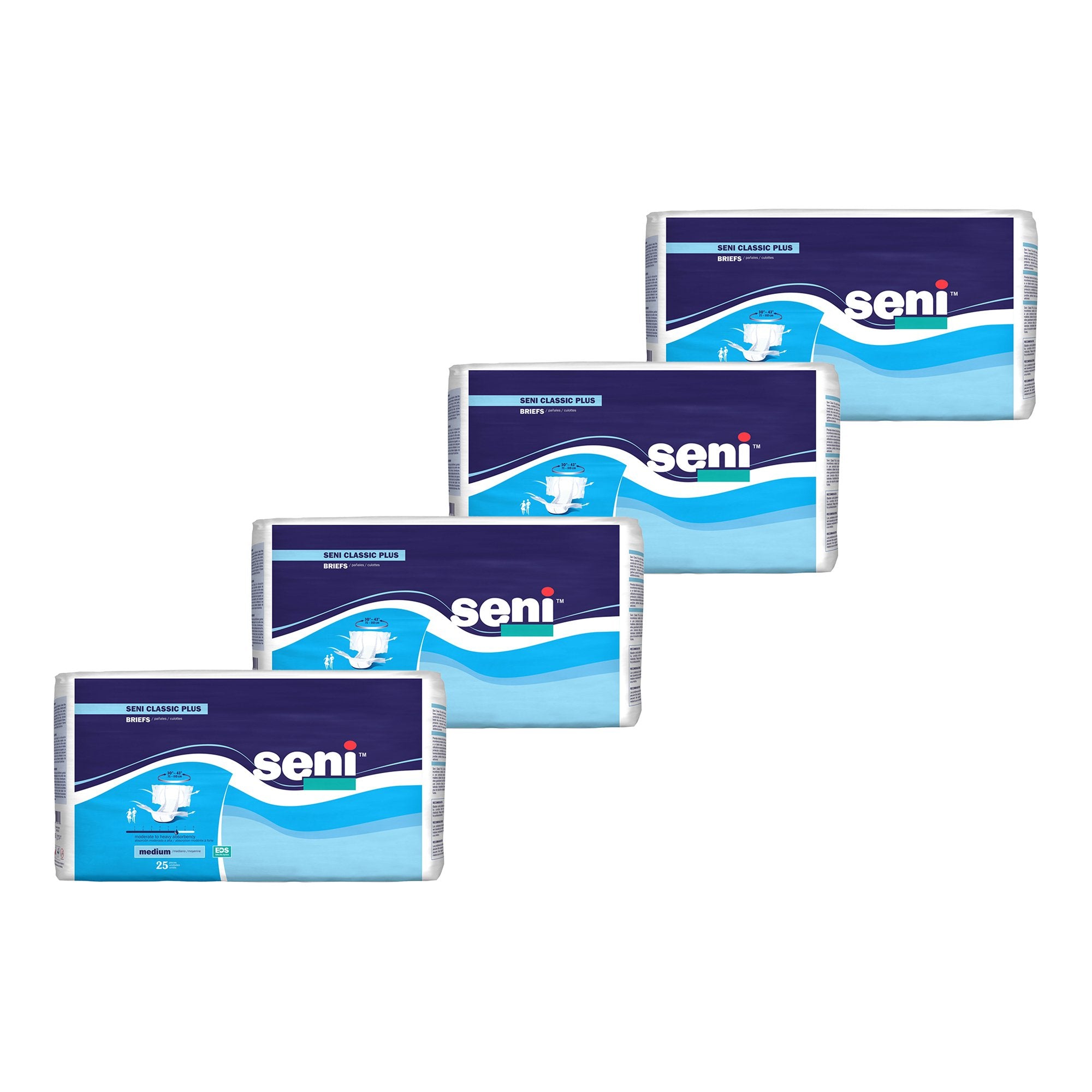 Unisex Adult Incontinence Brief Seni Classic Plus Medium Disposable Moderate Absorbency