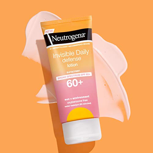 Neutrogena Invisible Daily Defense Sunscreen Lotion, Broad Spectrum SPF 60+, Oxybenzone-Free & Water-Resistant, Sun or Environmental Aggressor Protection, Antioxidant Complex, 3 Fl Oz, 3 Count