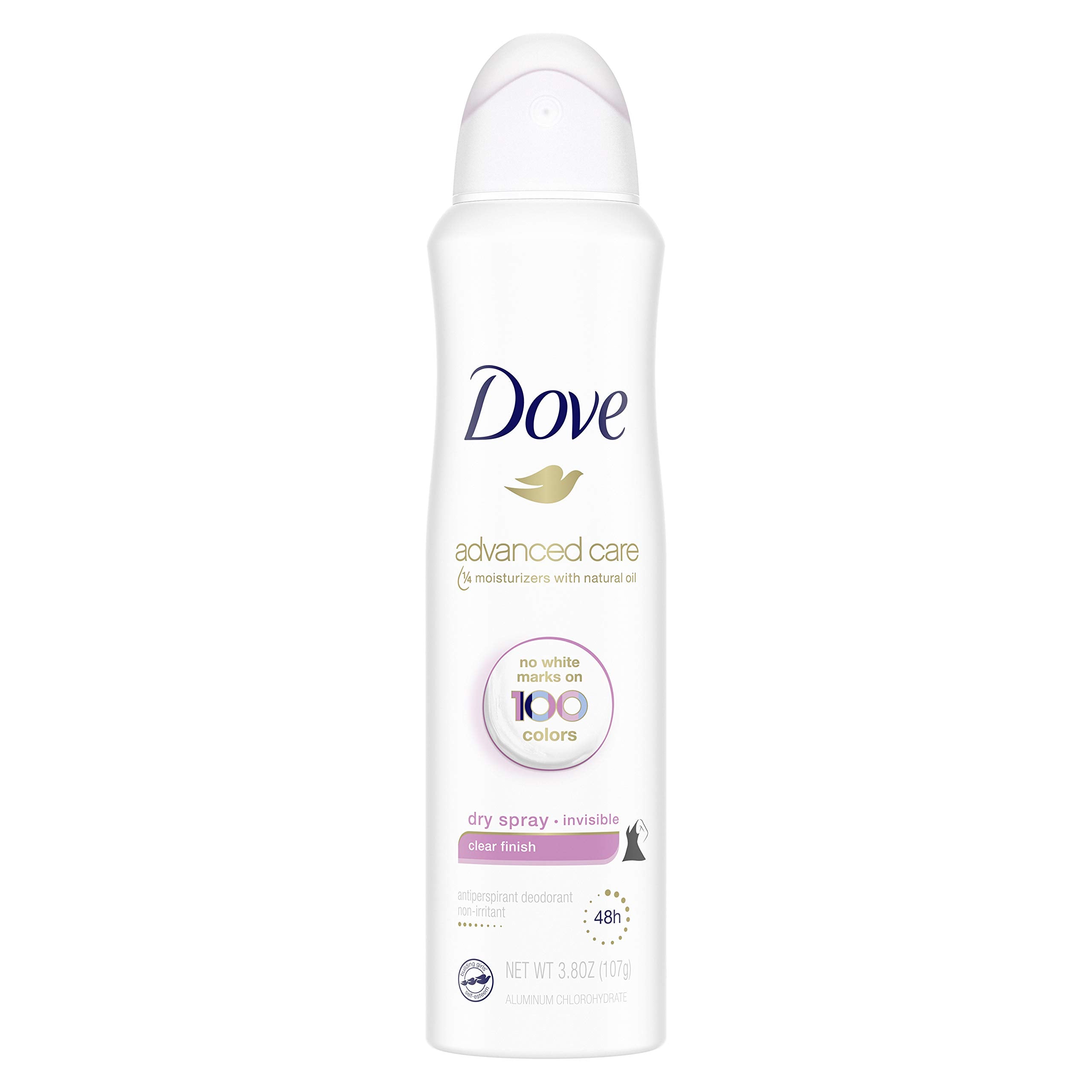 Dove Advanced Care Invisible Dry Spray Antiperspirant Deodorant No White Marks on 100 Colors Clear Finish 48-Hour Sweat and Odor Protecting Deodorant for Women 3.8 oz