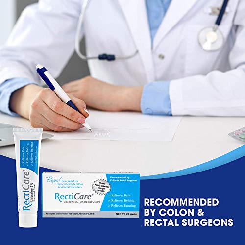 RectiCare Anorectal Lidocaine 5% Cream: Topical Numbing Cream for Treatment of Hemorrhoids & Other Anorectal Disorders - 30g Tube