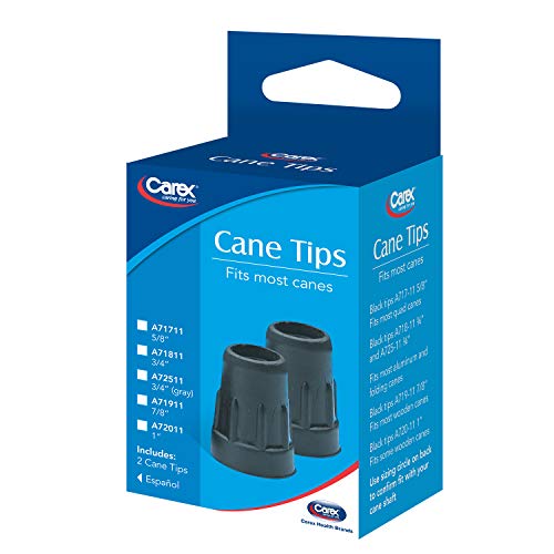 Carex Rubber Cane Tips, Size 5/8 inch (Pack of 2)