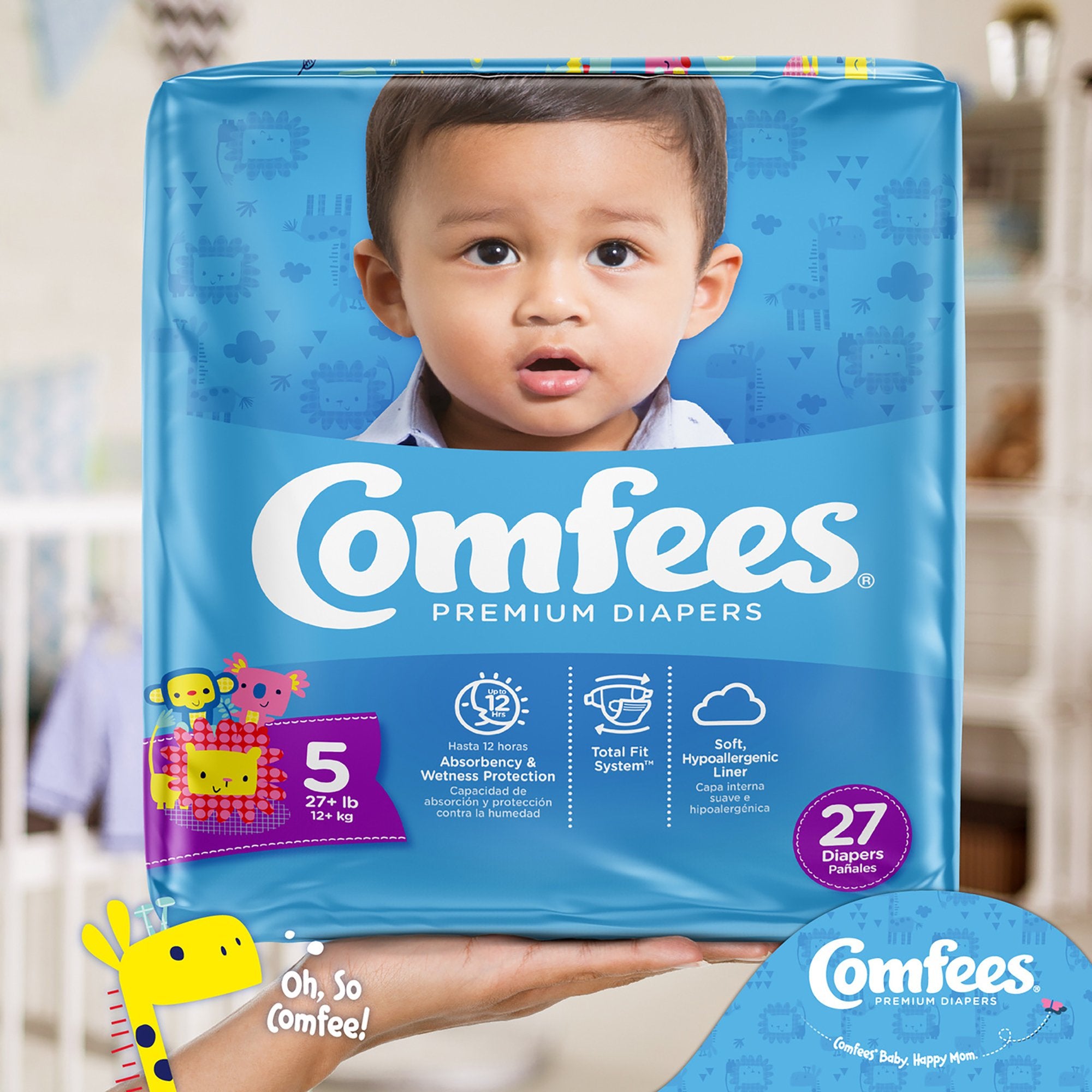 Unisex Baby Diaper Comfees Size 5 Disposable Moderate Absorbency