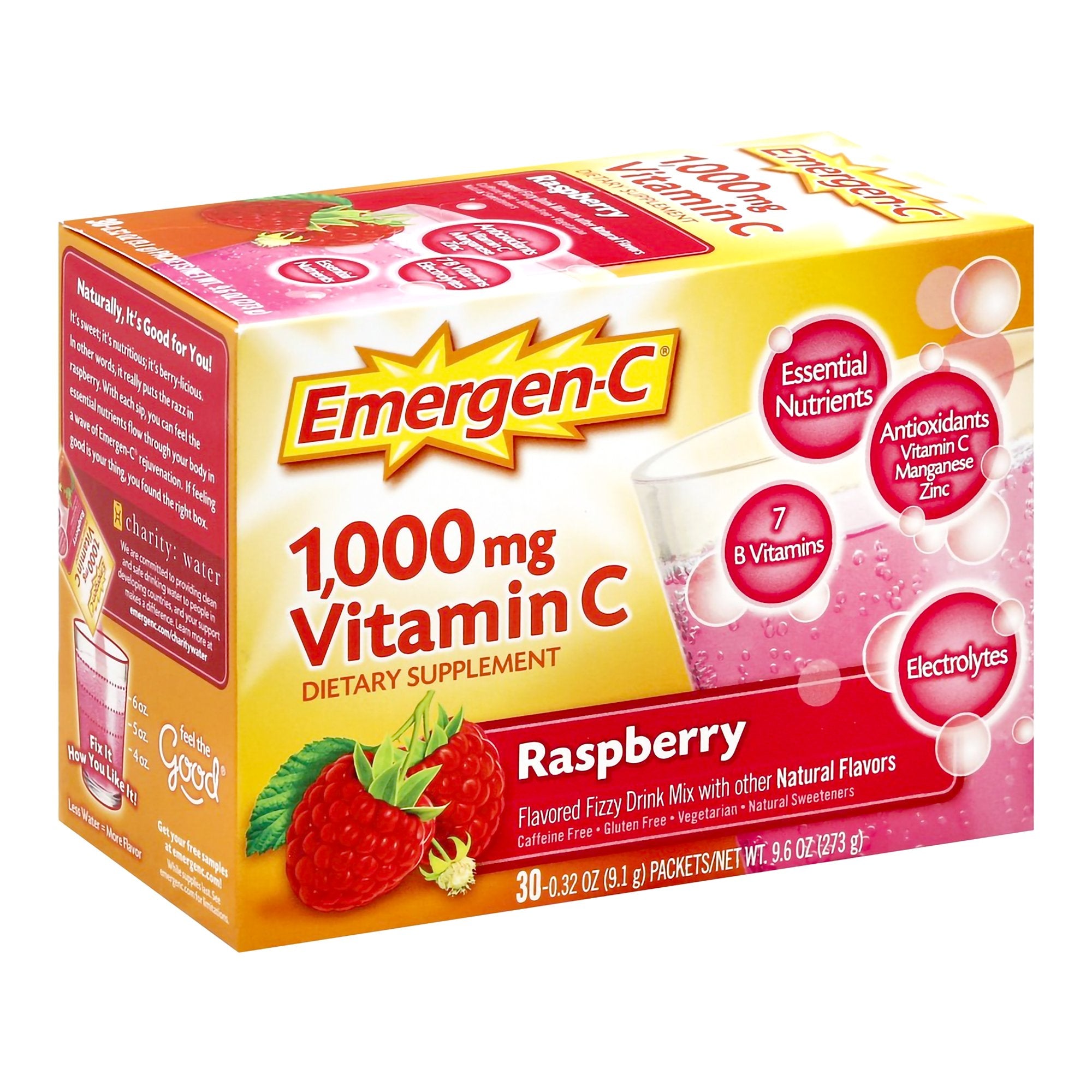 Oral Supplement Emergen-C Daily Immune Support Raspberry Flavor Powder 0.30 oz. Individual Packet