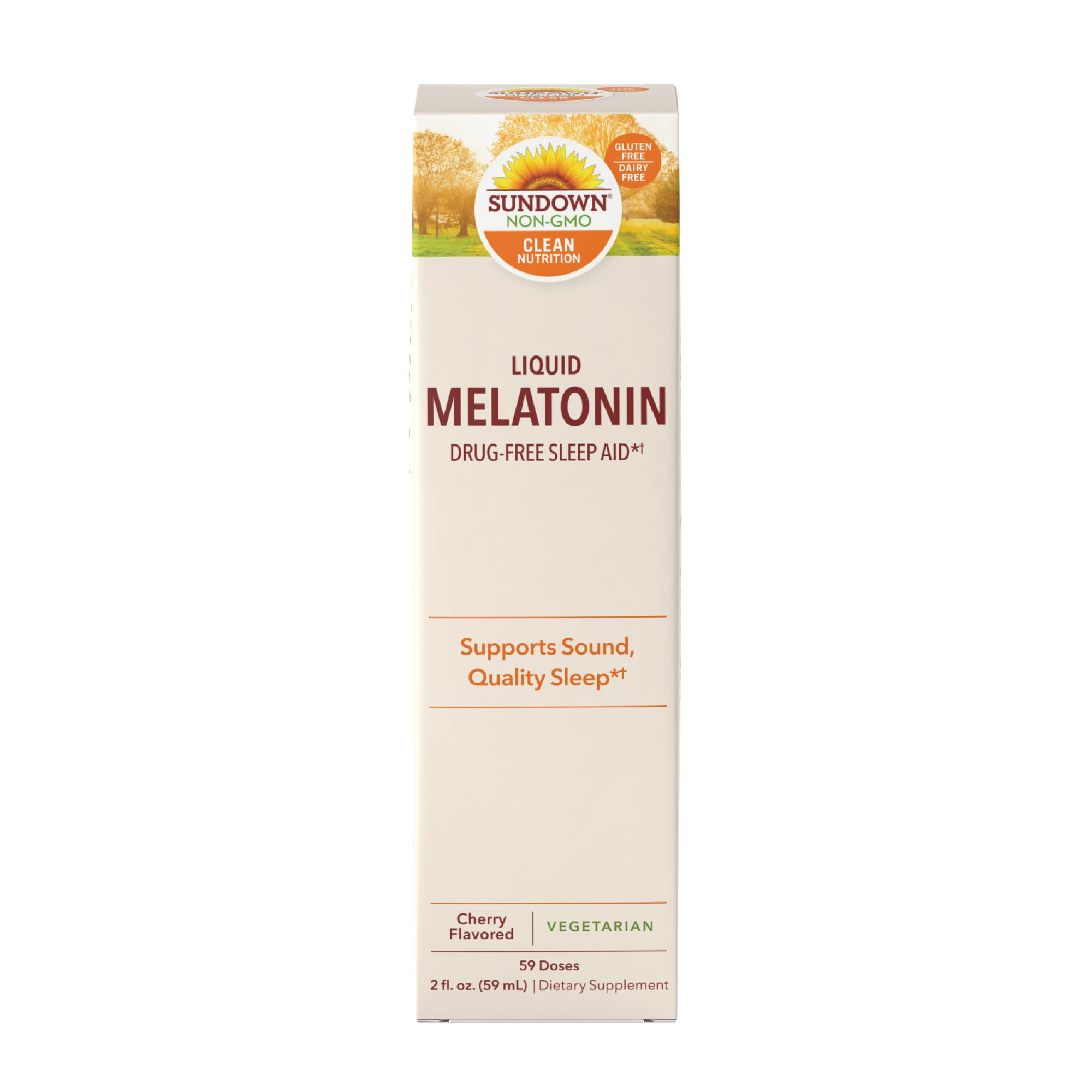 Sundown Sublingual Melatonin Liquid Cherry Flavor, 2 Ounces