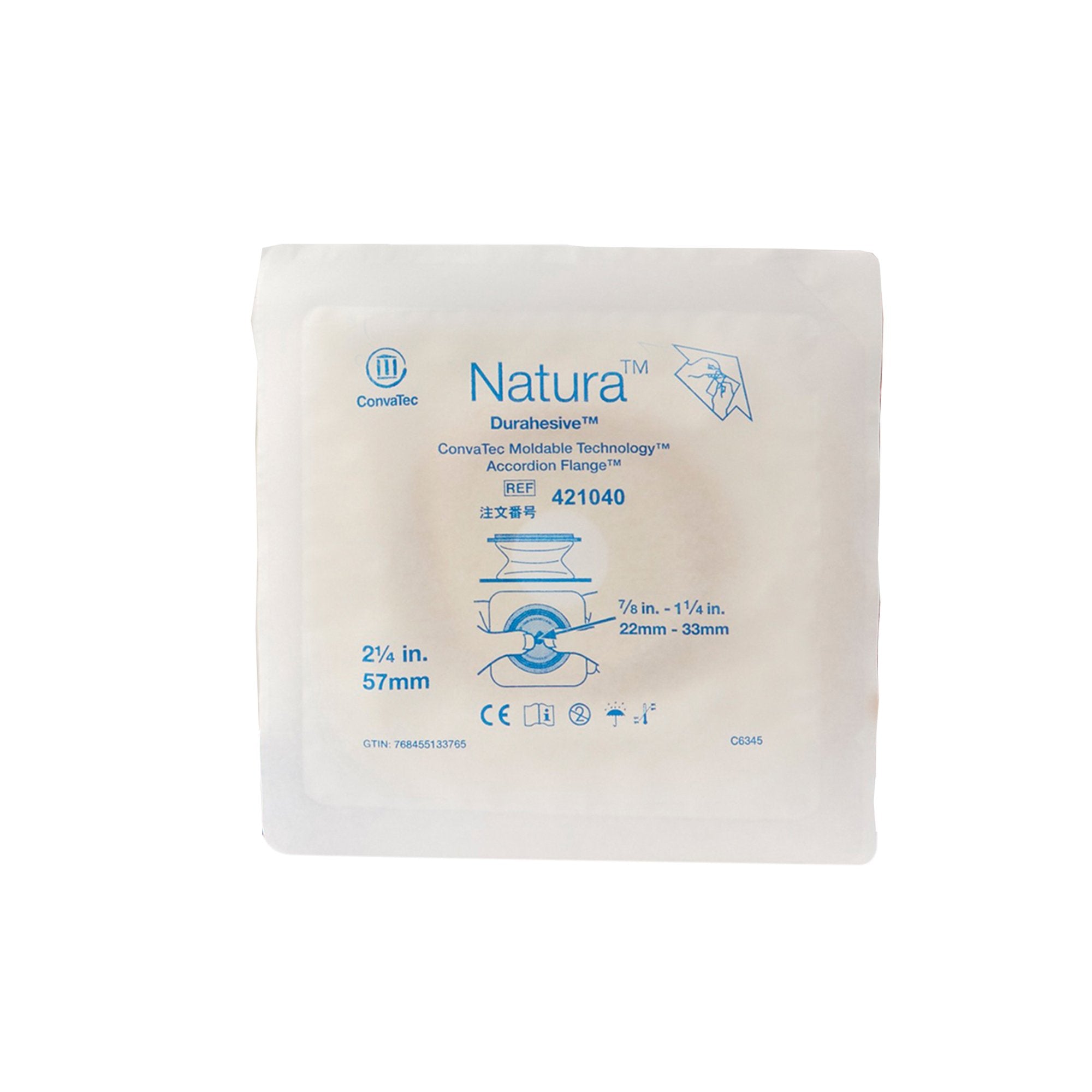 Ostomy Barrier Natura Moldable Durahesive Adhesive 57 mm Flange Sur-Fit Natura System Hydrocolloid Tape Collar 7/8 to 1-1/4 Inch Opening