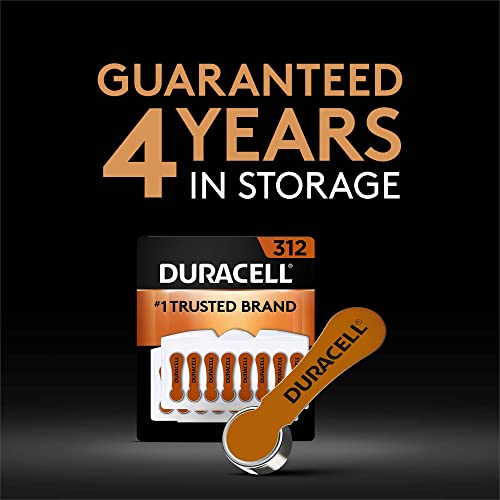 Duracell Hearing Aid Batteries Brown Size 312, 16 Count Pack, 312A Size Hearing Aid Battery with Long-lasting Power, Extra-Long EasyTab Install for Hearing Aid Devices