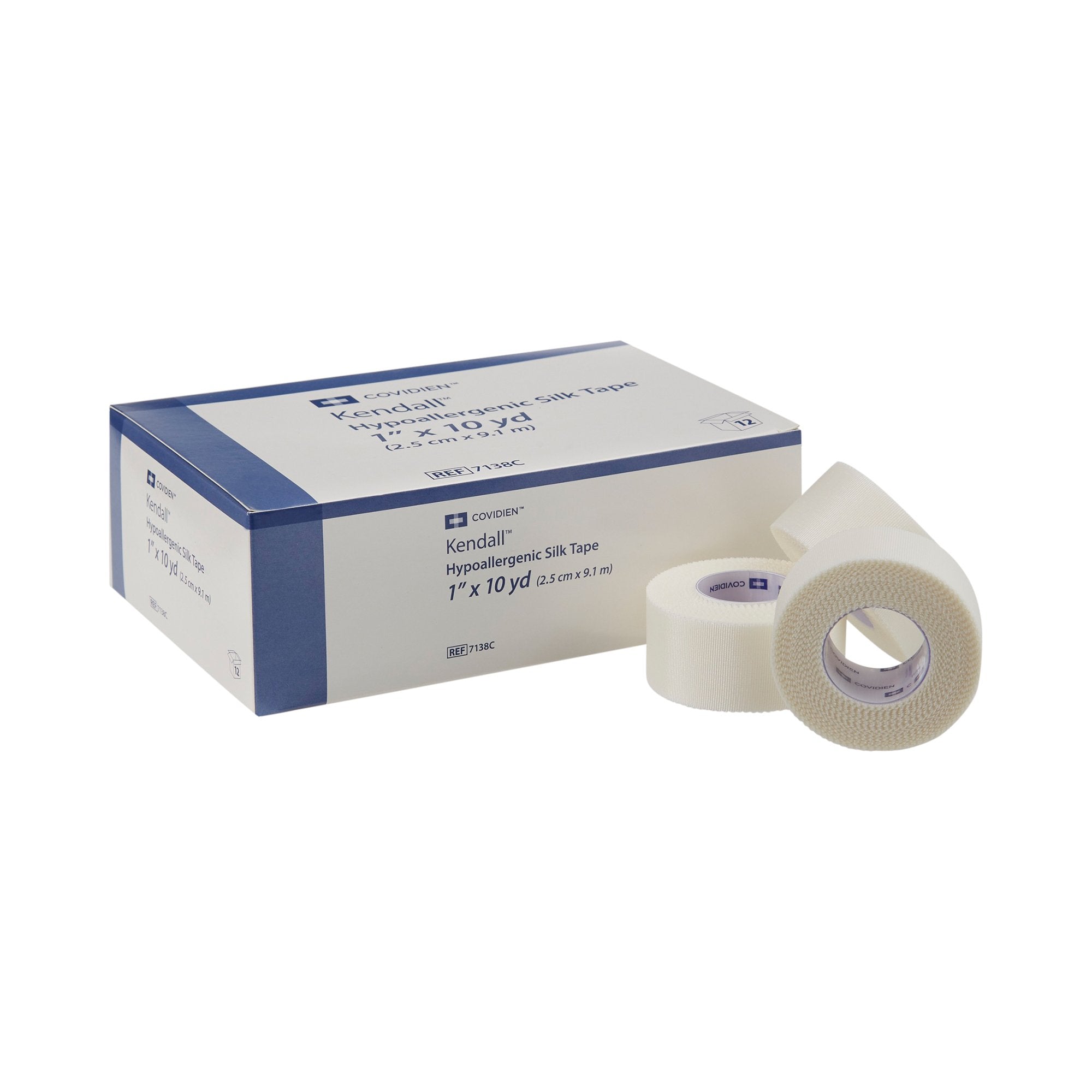 Medical Tape Kendall Hypoallergenic Silk Easy Tear Silk-Like Cloth 1 Inch X 10 Yard White NonSterile