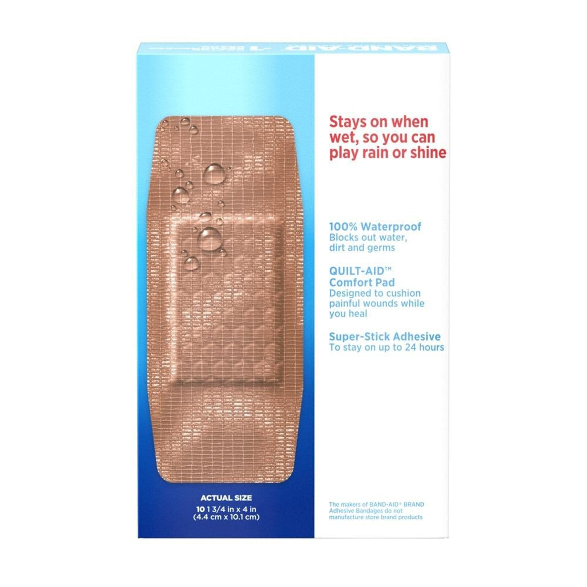 Adhesive Strip Band-Aid Water Block Tough Strips 1-3/4 X 4 Inch Plastic Rectangle Tan Sterile