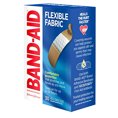 Band-Aid Brand Flexible Fabric Adhesive Bandages, Comfortable Flexible Protection & Wound Care of Minor Cuts & Scrapes, Quilt-Aid Technology to Cushion Painful Wounds, All One Size, 30 ct