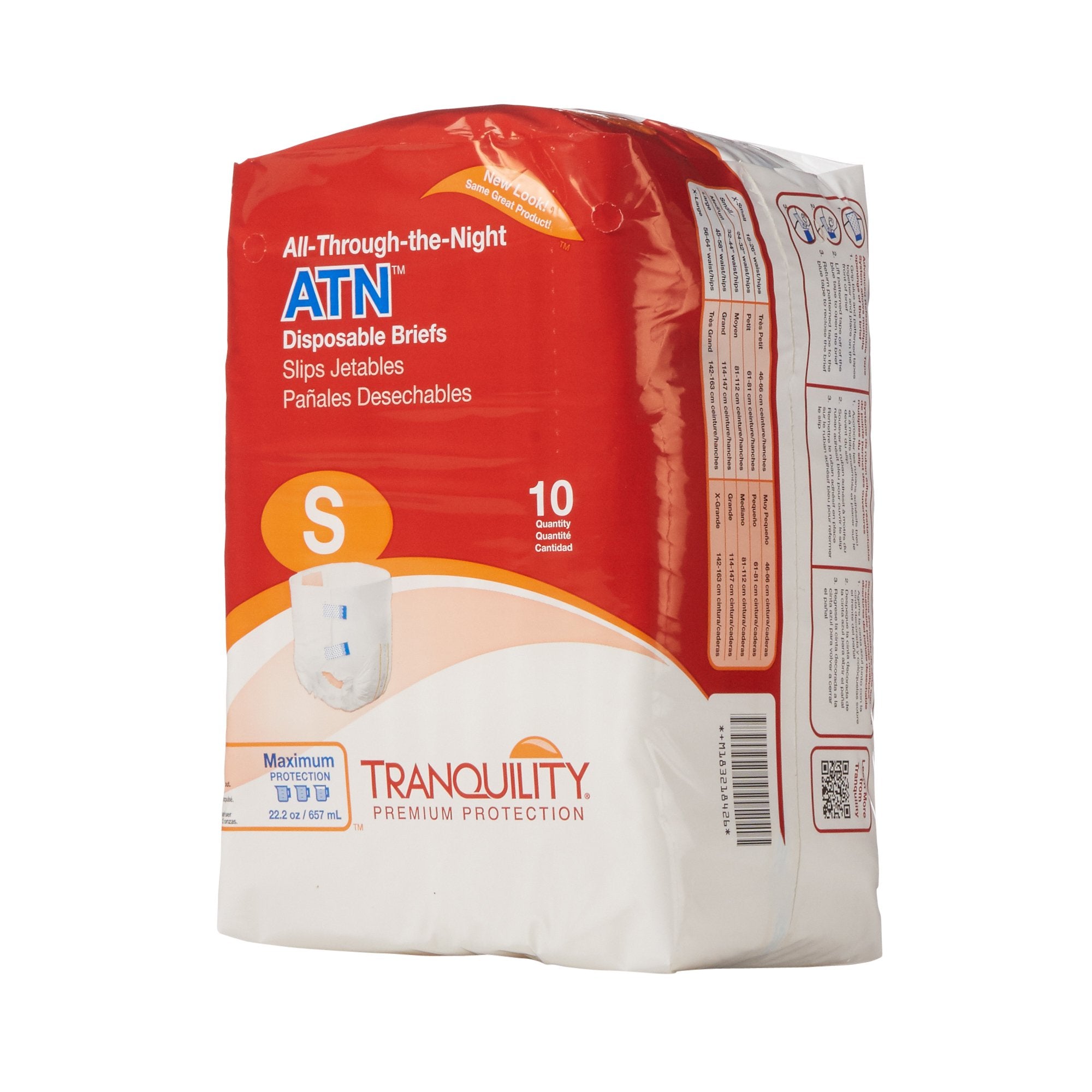 Unisex Adult Incontinence Brief Tranquility ATN Small Disposable Heavy Absorbency