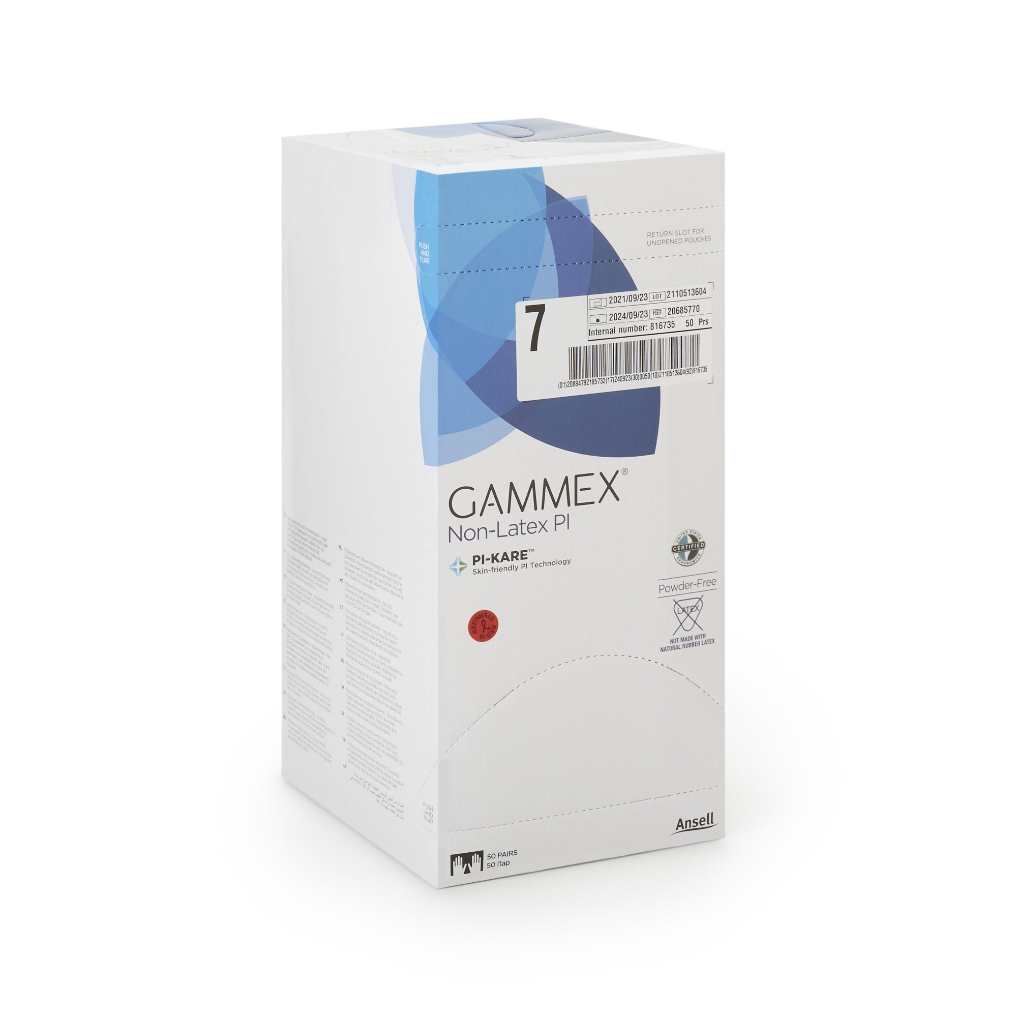 Surgical Glove GAMMEX Non-Latex PI Size 7 Sterile Polyisoprene Standard Cuff Length Micro-Textured White Chemo Tested