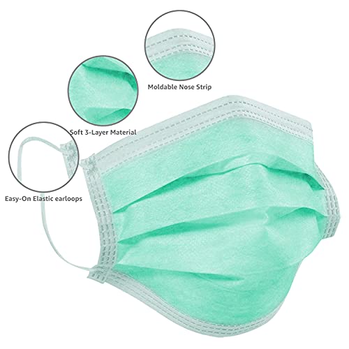 CareMates Soft Disposable 3-Ply Elastic Earloop Patient Mask, Fluid Resistance, 99% Small Particle Filtration, Breathable, 50-count