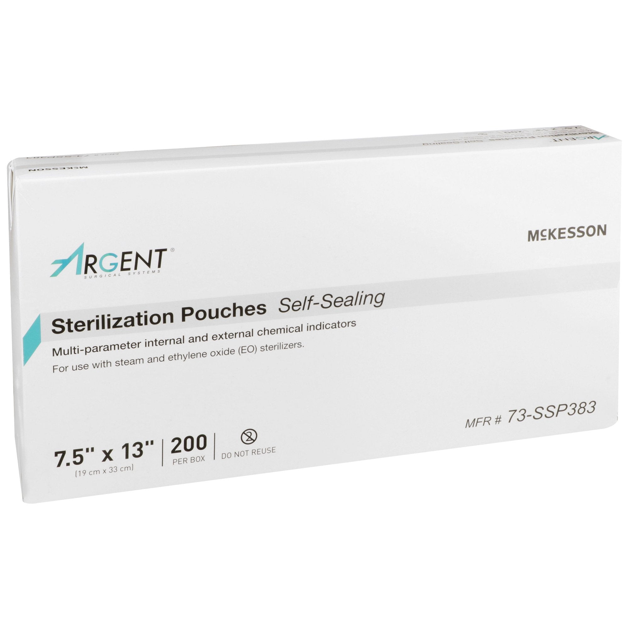 Sterilization Pouch McKesson Argent Sure-Check Ethylene Oxide (EO) Gas / Steam 7-1/2 X 13 Inch Transparent / Blue Self Seal Paper / Film