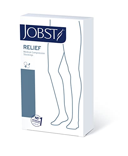 JOBST Relief Compression Stockings 20-30 mmHg Thigh High Silicone Dot Band Closed Toe Beige Medium