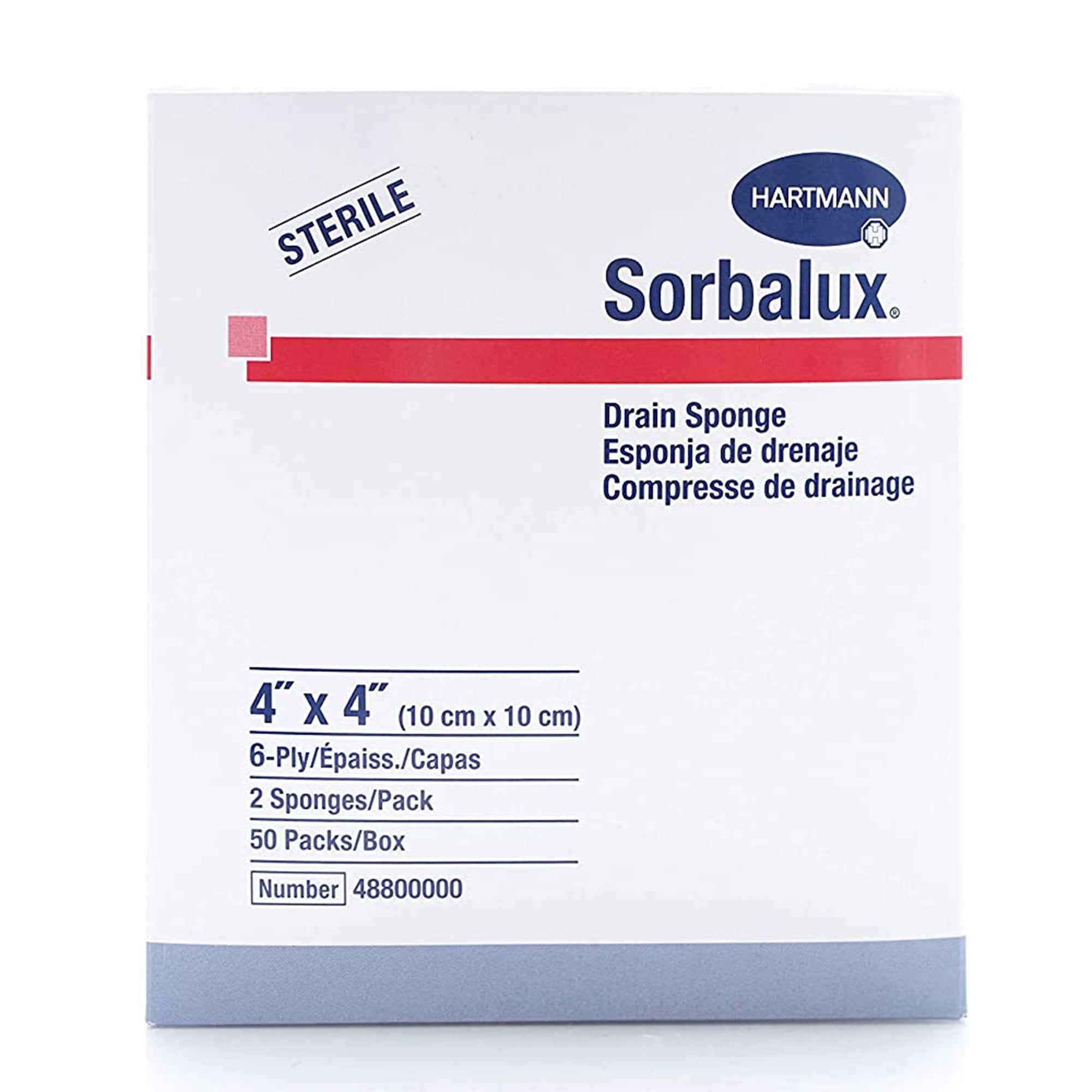 Drain Sponge Sorbalux Polyester / Rayon 4 x 4 inch Sterile