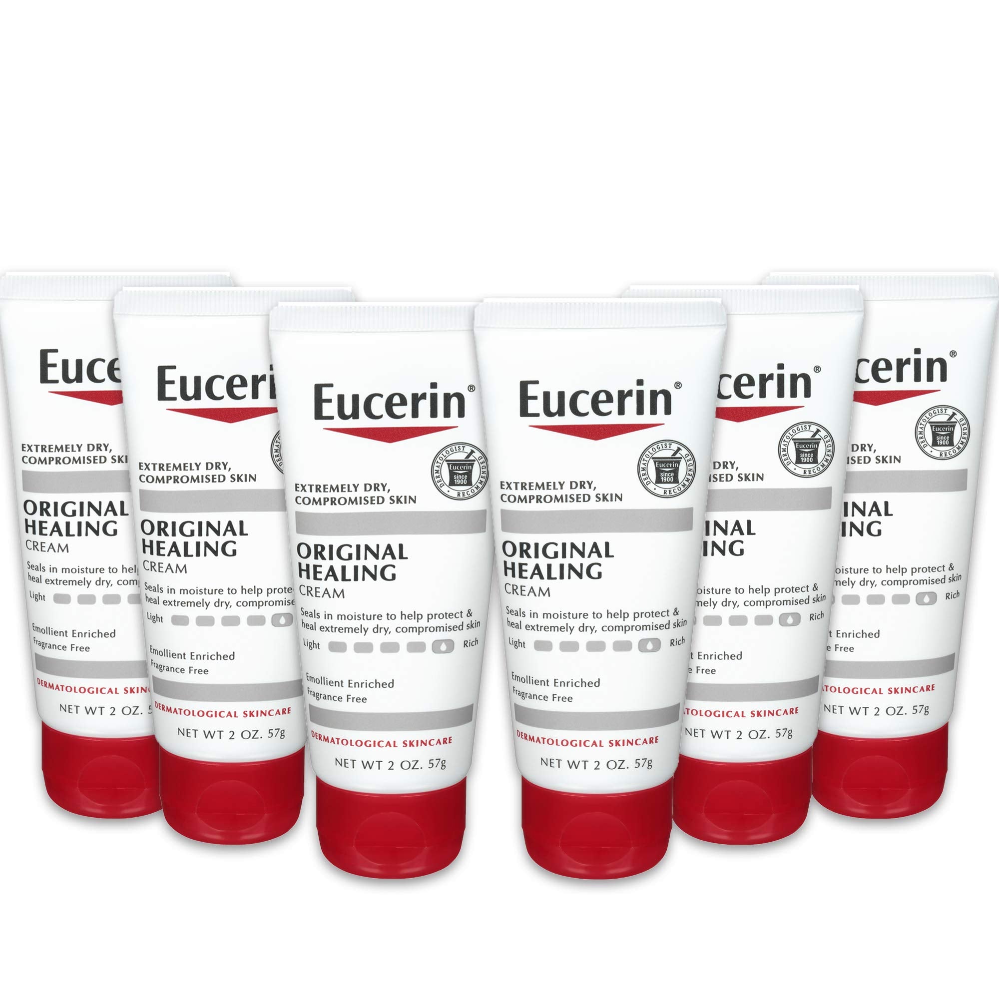 Eucerin Original Healing Cream - Fragrance Free, Rich Lotion for Extremely Dry Skin - 2 Ounce (Pack of 6)